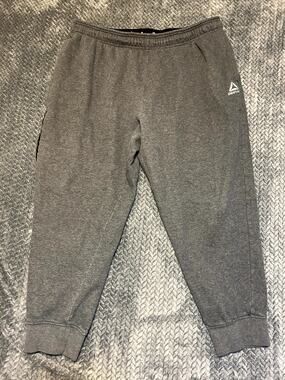 Reebok Sweatpants Mens 3XL Heather Gray Fleece Lined Tapered Leg Drawstring